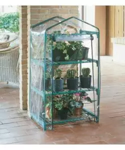 SERRA DA GIARDINO AZALEA CON 3 RIPIANI E RUOTE, 70X50X131 CM - VERDEMAX