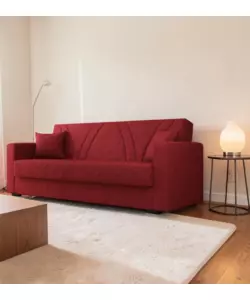 DIVANO LETTO BELLAHOME "IBIZA" 3 POSTI TESSUTO ROSSO, 214X89X81 CM