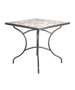 TAVOLO DA ESTERNO EUROGARDEN "POMPEI" IN FERRO CON TOP PIASTRELLE GRES 80X80X75 CM