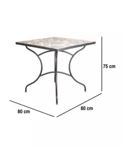 TAVOLO DA ESTERNO EUROGARDEN "POMPEI" IN FERRO CON TOP PIASTRELLE GRES 80X80X75 CM