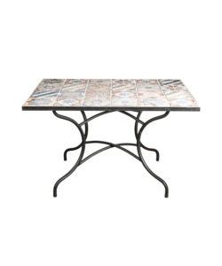 TAVOLO DA ESTERNO EUROGARDEN "POMPEI" IN FERRO CON TOP PIASTRELLE GRES 120X80X75 CM