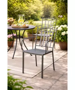 SEDIA DA ESTERNO CON BRACCIOLI EUROGARDEN "CHIOGGIA" IN METALLO 51X53X90 CM