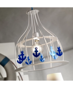 LAMPADA A SOSPENSIONE "ANCORINA" BIANCA E BLU, E27