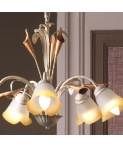 LAMPADARIO 5 LUCI "LUCREZIA" AVORIO, E14