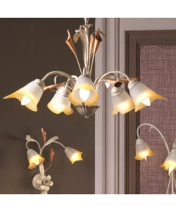 LAMPADARIO 5 LUCI "LUCREZIA" AVORIO, E14