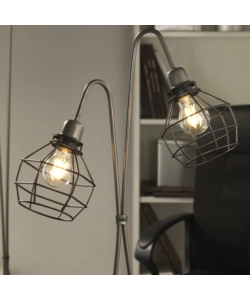 LAMPADA 2 LUCI "GRID" INDUSTRIALE IN METALLO NERO, E27