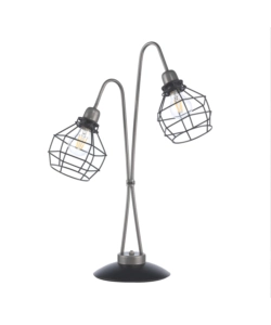 LAMPADA 2 LUCI "GRID" INDUSTRIALE IN METALLO NERO, E27