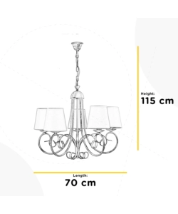 LAMPADARIO "POMPEI" CON 5 PUNTI LUCE IN METALLO, E14