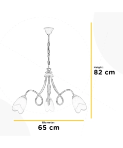 LAMPADARIO 3 LUCI "SHABBY" IN METALLO AVORIO ANTICATO, E14