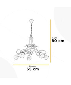 LAMPADARIO 5 LUCI "BUTTERLY" BIANCO E ROSA, E14