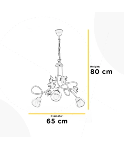 LAMPADARIO 3 LUCI "BUTTERLY" BIANCO E ROSA, E14