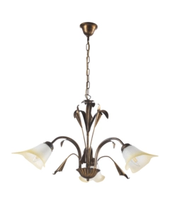 LAMPADARIO "LUCREZIA" 3 LUCI BRONZO, E14