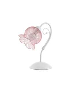 LAMPADA DA TAVOLO "MIA" IN METALLO BIANCO E ROSA, E14