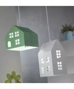 LAMPADA A SOSPENSIONE "CASETTA" IN METALLO VERDE, E27