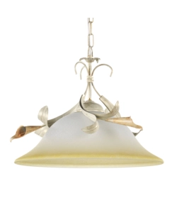 LAMPADARIO A SOSPENSIONE "LUCREZIA" IN METALLO E VETRO COLOR AVORIO, E27