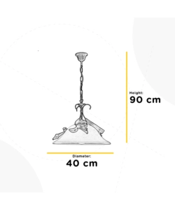 LAMPADARIO A SOSPENSIONE "LUCREZIA" IN METALLO E VETRO COLOR AVORIO, E27
