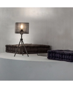 LAMPADA DA TAVOLO "FLAM" IN METALLO GRIGIO, E14