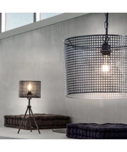 LAMPADA DA TAVOLO "FLAM" IN METALLO GRIGIO, E14