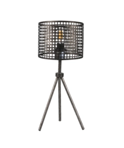 LAMPADA DA TAVOLO "FLAM" IN METALLO GRIGIO, E14