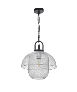 LAMPADA A SOSPENSIONE "ZAIR" IN METALLO GRIGIO E NERO, E27