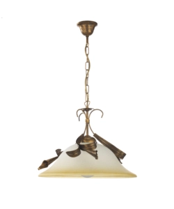 LAMPADARIO A SOSPENSIONE "LUCREZIA" IN METALLO E VETRO COLOR BRONZO, E27