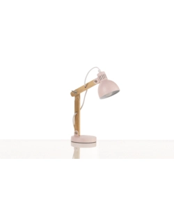 LAMPADA DA TAVOLO "NORA" IN LEGNO E METALLO ROSA, E14