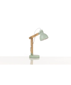 LAMPADA DA TAVOLO "NORA" IN LEGNO E METALLO VERDE, E14
