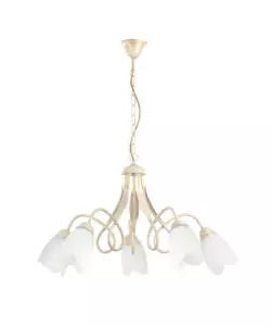 LAMPADARIO "SHABBY" 5 LUCI METALLO COLOR AVORIO, E14