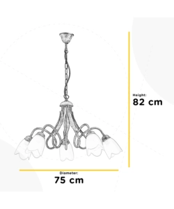 LAMPADARIO "SHABBY" 5 LUCI METALLO COLOR AVORIO, E14