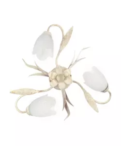 PLAFONIERA FLOREALE IN METALLO AVORIO, E14
