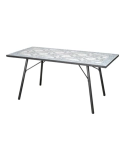 TAVOLO DA ESTERNO EUROGARDEN "VENEZIA" IN FERRO CON TOP PIASTRELLE GRES 160X80X75 CM