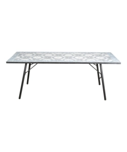 TAVOLO DA ESTERNO EUROGARDEN "VENEZIA" IN FERRO CON TOP PIASTRELLE GRES 200X80X75 CM