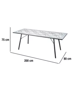 TAVOLO DA ESTERNO EUROGARDEN "VENEZIA" IN FERRO CON TOP PIASTRELLE GRES 200X80X75 CM