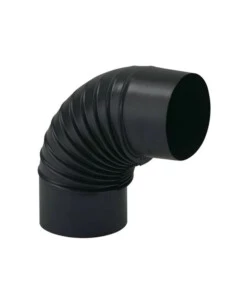 TUBO CURVA 90° ALA IN ACCIAIO SMALTATO VERNICIATO NERO OPACO, DIAMETRO 15 CM