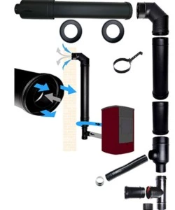KIT COASSIALE STUFA A PELLET NERO, TUBI DA 100 MM