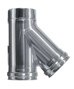 TUBO RACCORDO A TEE 135° PARETE DOPPIA INOX, DN 150/200