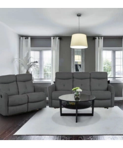 DIVANO 2 POSTI BELLAHOME "MIA" CON RECLINER MANUALE GRIGIO ANTRACITE 127X90X101 CM