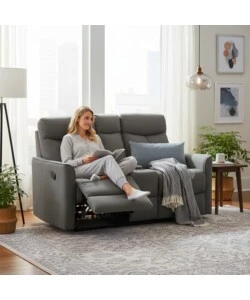 DIVANO 2 POSTI BELLAHOME "MIA" CON RECLINER MANUALE GRIGIO ANTRACITE 122,5X90X101 CM