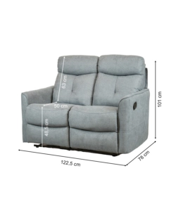 DIVANO 2 POSTI BELLAHOME "MIA" CON RECLINER MANUALE GRIGIO ANTRACITE 127X90X101 CM