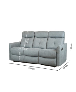 DIVANO 3 POSTI "MIA" CON RECLINER MANUALE GRIGIO ANTRACITE 179X90X101 CM