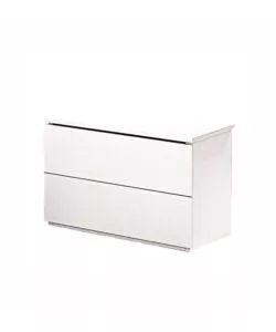 COMODINO 2 CASSETTI "GIOTTO" BIANCO FIAMMATO 49X38X41 CM