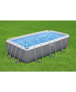 PISCINA FUORI TERRA CON STRUTTURA RETTANGOLARE BESTWAY "POWER STEEL FRAME" CON POMPA, FILTRO E SCALETTA E CHEMCONNECT GRIGIO SCURO 404X201X100 CM - COD. 56441-NEW