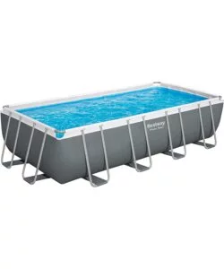 PISCINA FUORI TERRA CON STRUTTURA RETTANGOLARE BESTWAY "POWER STEEL FRAME" CON DI POMPA, SCALETTA, COPERTURA E CHEMCONNECT ANTRACITE 549X274X122 CM - COD. 56466-NEW