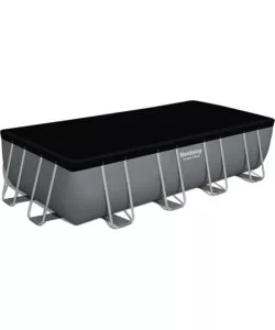 PISCINA FUORI TERRA CON STRUTTURA RETTANGOLARE BESTWAY "POWER STEEL FRAME" CON DI POMPA, SCALETTA, COPERTURA E CHEMCONNECT ANTRACITE 549X274X122 CM - COD. 56466-NEW