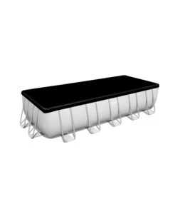 PISCINA FUORI TERRA RETTANGOLARE CON STRUTTURA BESTWAY "POWER STEEL FRAME" CON POMPA, SCALETTA, COVER E CHEMCONNECT GRIGIO CHIARO 640X274X132 CM - COD. 5612B