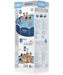 PISCINA FUORI TERRA CON STRUTTURA ROTONDA BESTWAY "STEEL PRO" CON POMPA E FILTRO A CARTUCCIA BLU NAVY 366X76 CM - COD. 56681-NEW