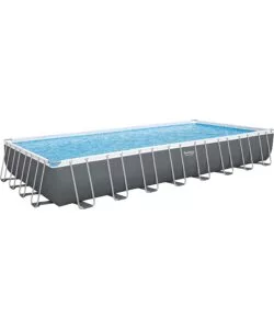 PISCINA FUORI TERRA CON STRUTTURA RETTANGOLARE BESTWAY "POWER STEEL FRAME" CON TELO, POMPA E SCALETTA GRIGIO SCURO 956X488X132 CM - COD. 56623-NEW