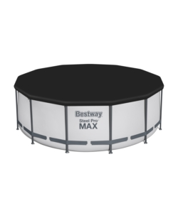 PISCINA FUORI TERRA CON STRUTTURA ROTONDA BESTWAY "PRO MAX" CON POMPA, FILTRO, TELO DI COPERTURA E SCALETTA GRIGIO CHIARO 396X122 CM - COD. 5618W