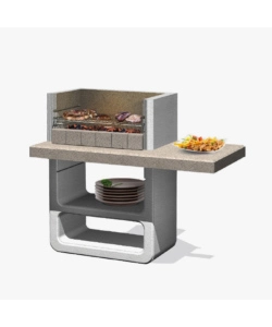 BARBECUE A LEGNA O CARBONELLA IN CALCESTRUZZO SAROM FUOCO "AGADIRIN" 125X64X110,5 CM