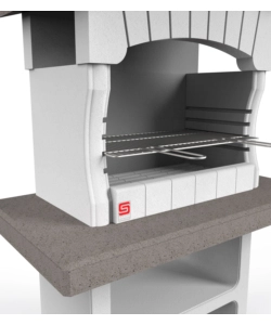 BARBECUE A LEGNA O CARBONELLA IN CEMENTO SAROM FUOCO "ZARA" 114X64X170 CM